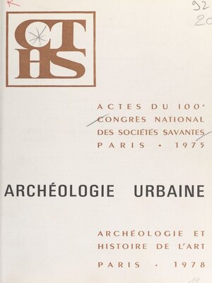 cover image of Archéologie urbaine